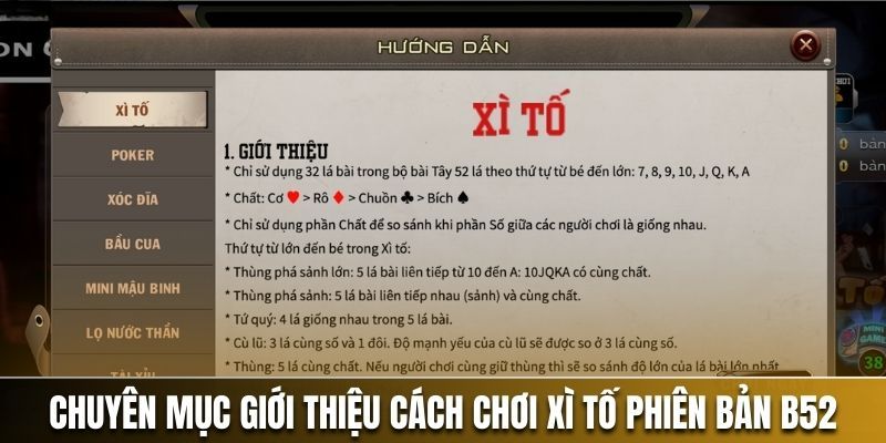 Các thuật ngữ quan trọng trong xì tố B52 mà bạn cần biết